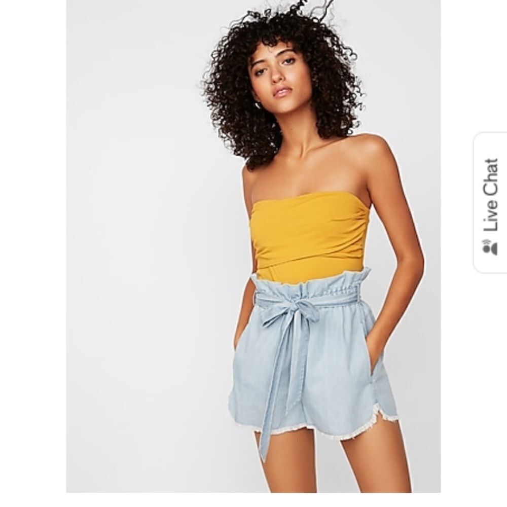 Express High Waisted Tie Front Utility Shorts